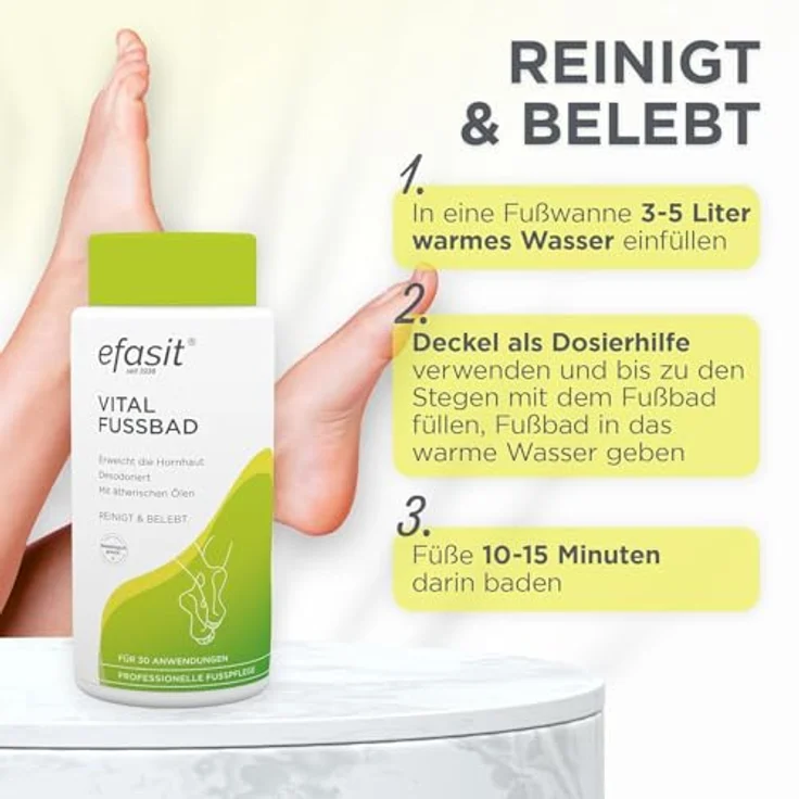 Efasit Vital Fußbad, 400g – basischer Hornhaut Badezusatz für gepflegte und entspannte Füße, bis zu 30 Anwendungen, vegan, made in Germany – Bild 2