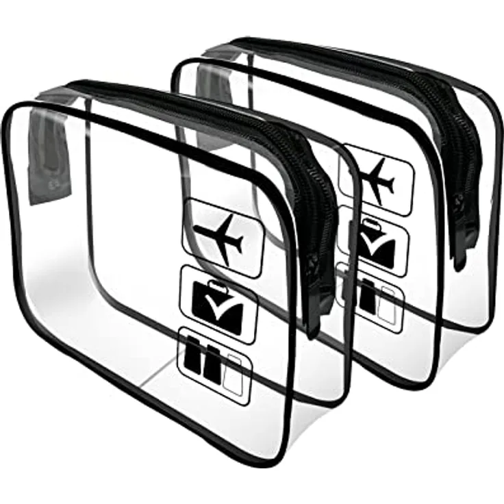 Transparente Reise-Kosmetiktasche kulturtasche durchsichtig, 2 Stück TSA zugelassene Kulturbeutel mit Reißverschlüssen, Reisezubehör, tragbar, wasserdicht, Kosmetiktaschen für Damen und Herren