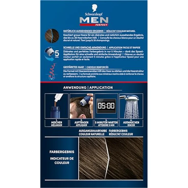 Schwarzkopf Men Perfect Anti-Grau-Tönungs-Gel 70 Natur Dunkelbraun 3 x 40 ml – Bild 5