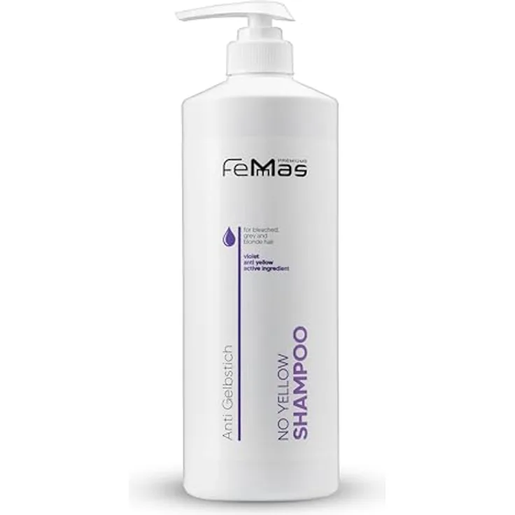 Femmas No Yellow Shampoo (1000ml) - Anti-Gelbstich-Wirkstoffe für blondiertes, graues und aufgehelltes Haar
