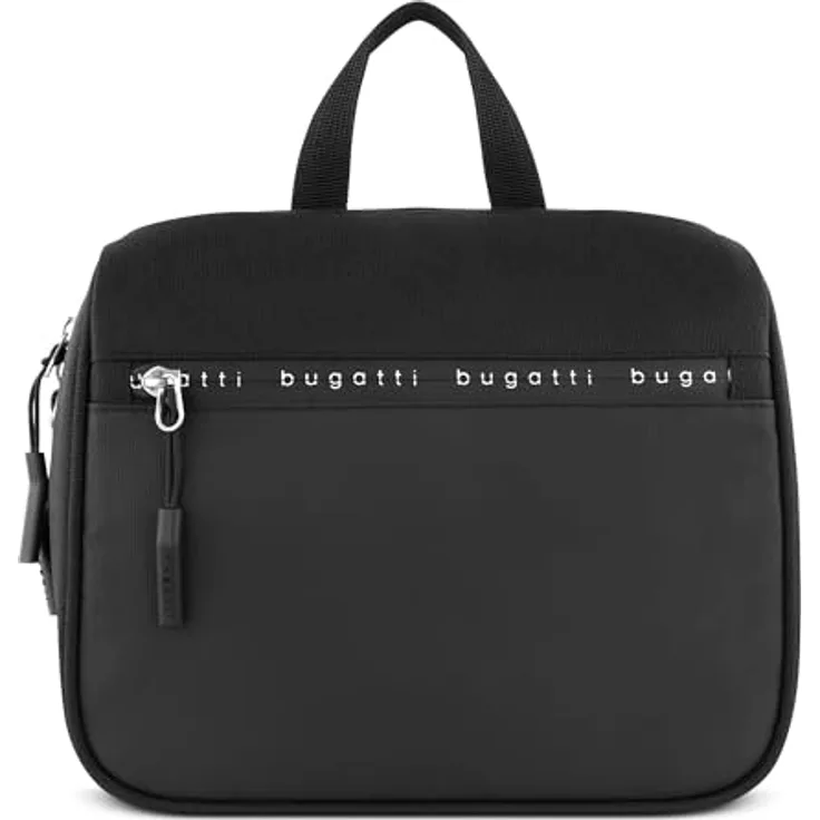 bugatti Blanc Delight Kulturtasche, Kosmetiktasche aus Tarpaulin Light & Nylon, schwarz mit viel Platz und vielen Fächern