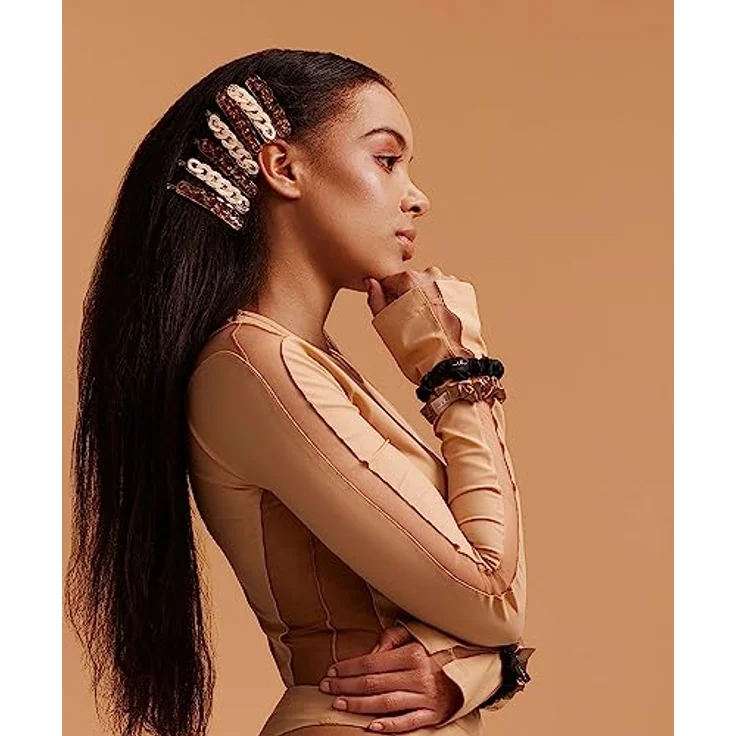 invisibobble Sprunchie Slim Schwarz Gold I 2x Stoff Haargummis gold schwarz für Mädchen & Damen I kein verknoten, starker Halt, haarschonend I Scrunchie Haargummi designed im Herzen Münchens – Bild 5