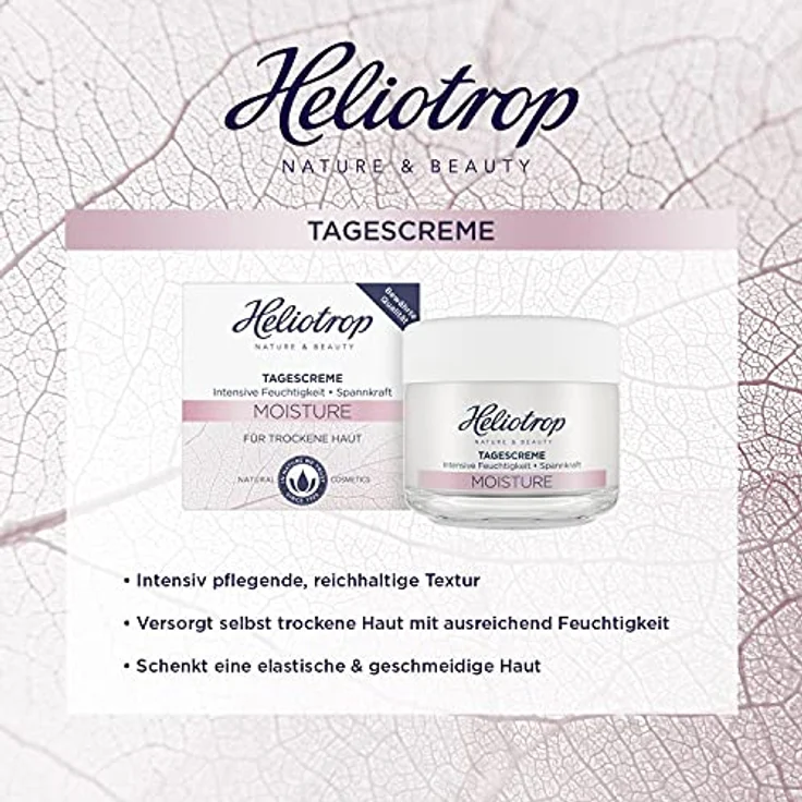 Heliotrop Moisture intensiv feuchtigkeitsspendende Tagescreme, 50ml mit pflegender Wirkung – Bild 3