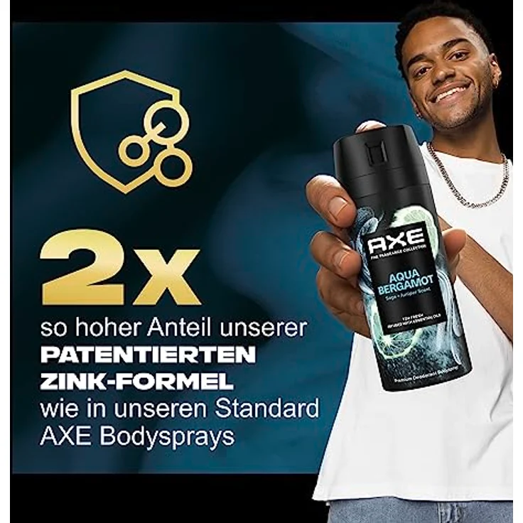 Axe Premium Bodyspray Aqua Bergamot Deo ohne Aluminiumsalze mit 72 Stunden Schutz gegen Körpergeruch 150 ml 1 Stück – Bild 3