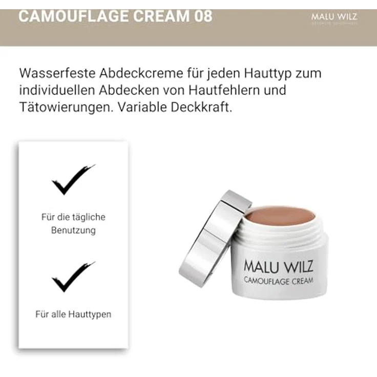 Malu Wilz Camouflage Cream Nr. 08 Brown Sugar 5g I Wasserfester Concealer für Tattoos und Hautanomalien – Bild 5