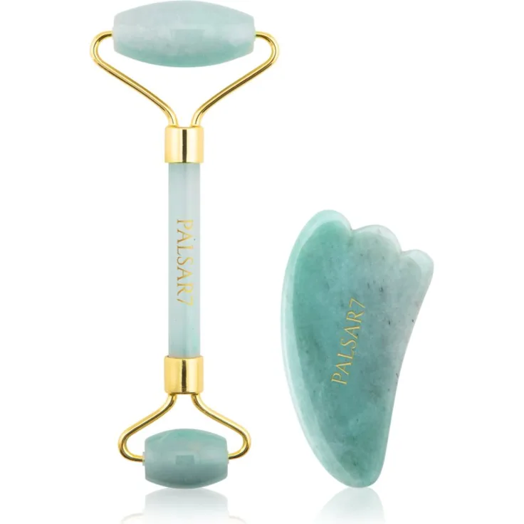 PALSAR7 Massage Roller und Guasha Jade Set, Gesichtspflege-Accessoires zur Faltenreduzierung und Wiederherstellung der Hautelastizität