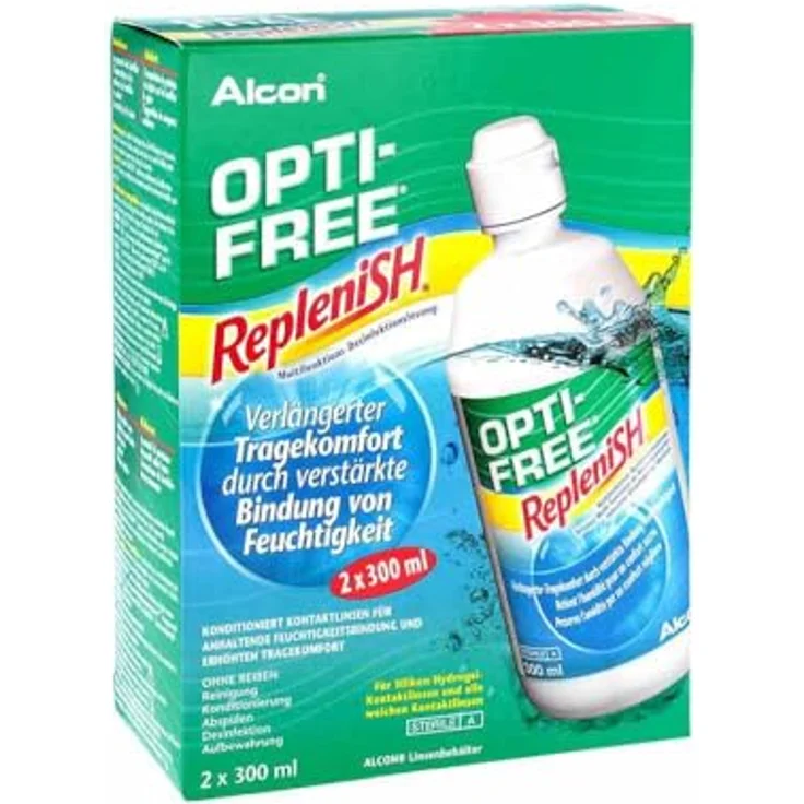 Opti Free Replenish Kontaktlinsen-Pflegemittel, Vorratspackung 2 x 300 ml All-in-One-Lösung zur Reinigung, Desinfektion & Aufbewahrung – Bild 2