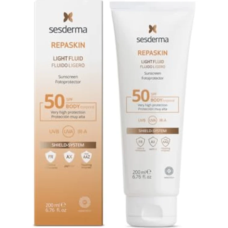 Sesderma Repaskin Light Fluid Körper-Sonnenschutz SFP50, 200 ml mit fortschrittlichem SHIELD SYSTEM und reparierenden Enzymen – Bild 1