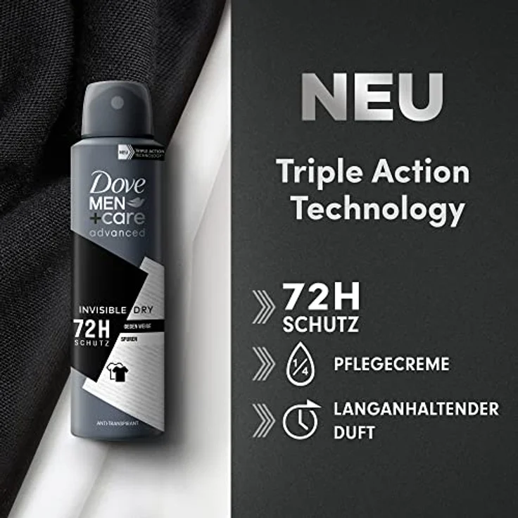 Dove Men+Care advanced Anti-Transpirant Invisible Dry gegen weiße Spuren schützt 72 Stunden vor Körpergeruch und Schweiß 150 ml 1 Stück – Bild 3