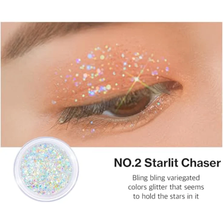 Unleashia Get Loose Glitter Gel, Glitzer für Gesicht, Körper und Haare, Farbton N°2 Starlit Chaser, 4 g, vegan, holografischer Effekt – Bild 3