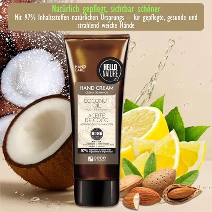 P-Beauty Naturkosmetik Handcreme mit Bio Kokosöl, vegane Feuchtigkeitspflege für trockene Hände, schnell einziehend & intensiv pflegend, ohne Parabene & Silikone (2x75ml) – Bild 5