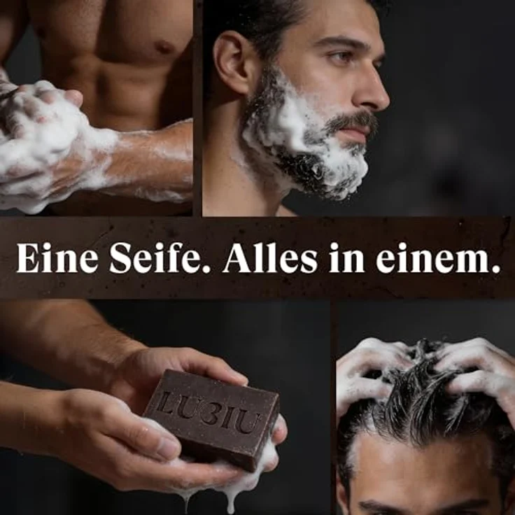 lubiu Teerseife mit Kiefernöl und Birkenteer, 100g – Handgemachte 3in1 Duschseife für Männer (Körper, Haare & Bart), reinigt gründlich und pflegt die Haut – Bild 4