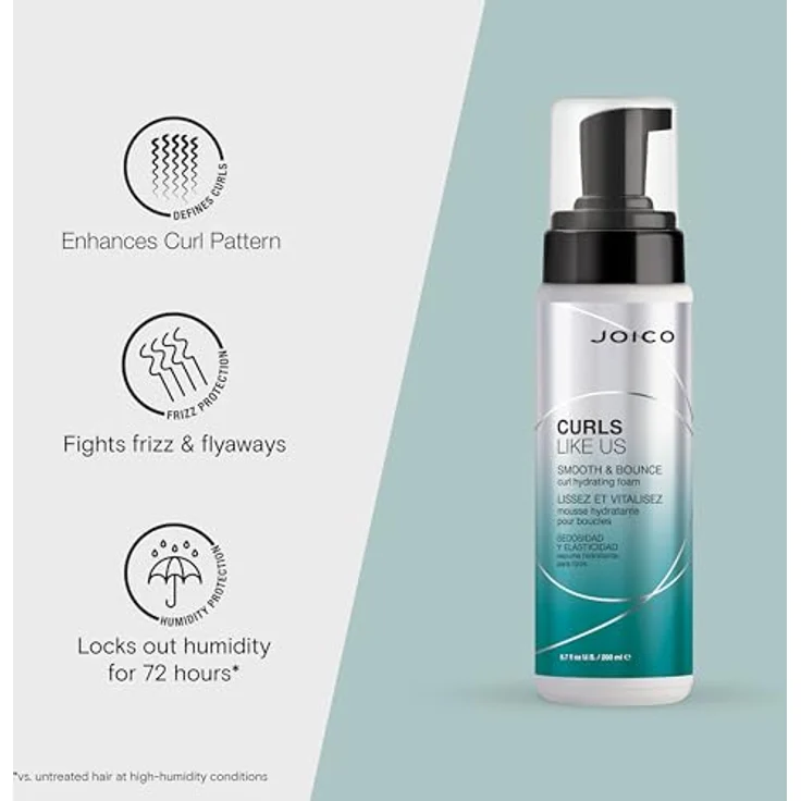 Joico Curls Like Us Smooth & Bounce, Haarschaum für Locken mit leichtem Halt, 200 ml, Frizz- und Feuchtigkeitschutz für 72 Stunden – Bild 2