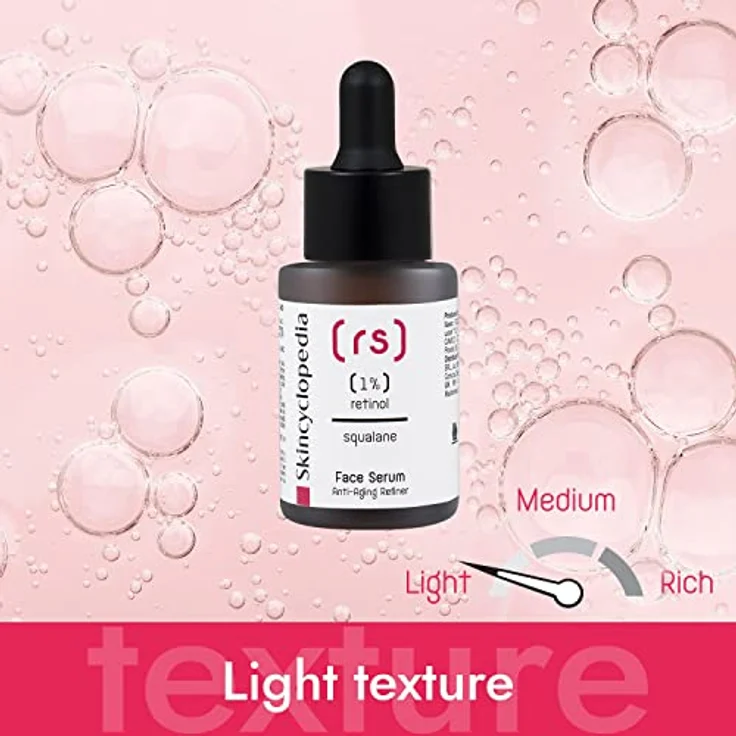 Skincyclopedia 1% Retinol Serum, hochdosiert mit Squalan, Anti Aging Gesichtsserum für straffere Haut, 30ml – Bild 3