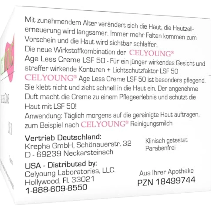 Celyoung Age Less Creme + GRATIS Age Less Creme LSF50 - Reichhaltige Gesichtspflege für trockene bis normale Haut - 2x50 ml – Bild 7