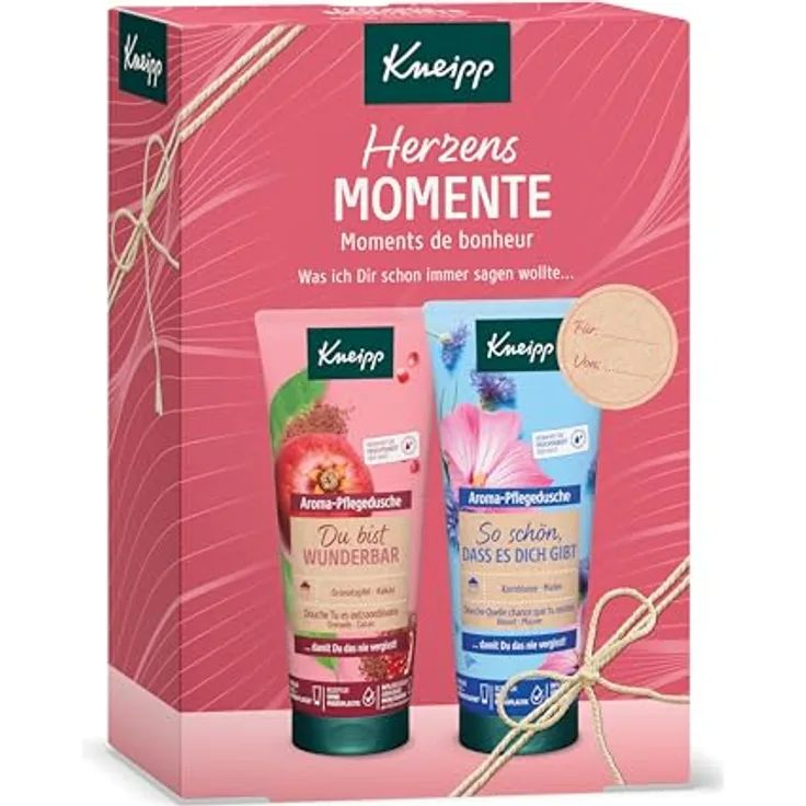 Kneipp Geschenkset Herzensmomente - Aroma-Pflegeduschen 2 x 200ml, feuchtigkeitsspendend, ohne Mikroplastik - ideal für Verwöhnmomente