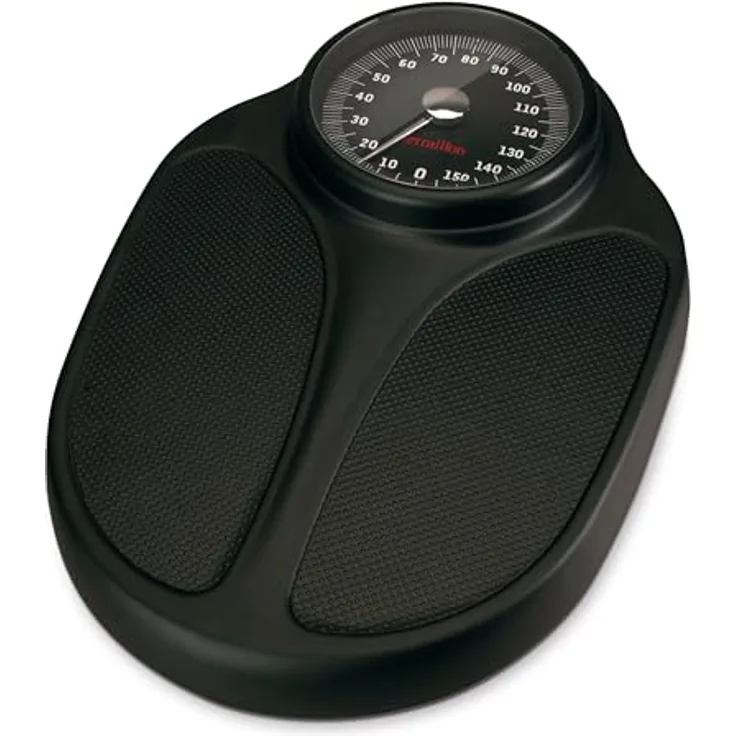 Terraillon Mechanische Personenwaage, Mit Antirutschbeschichtung, Große Skala, 160 kg, TPRO Plus, Schwarz