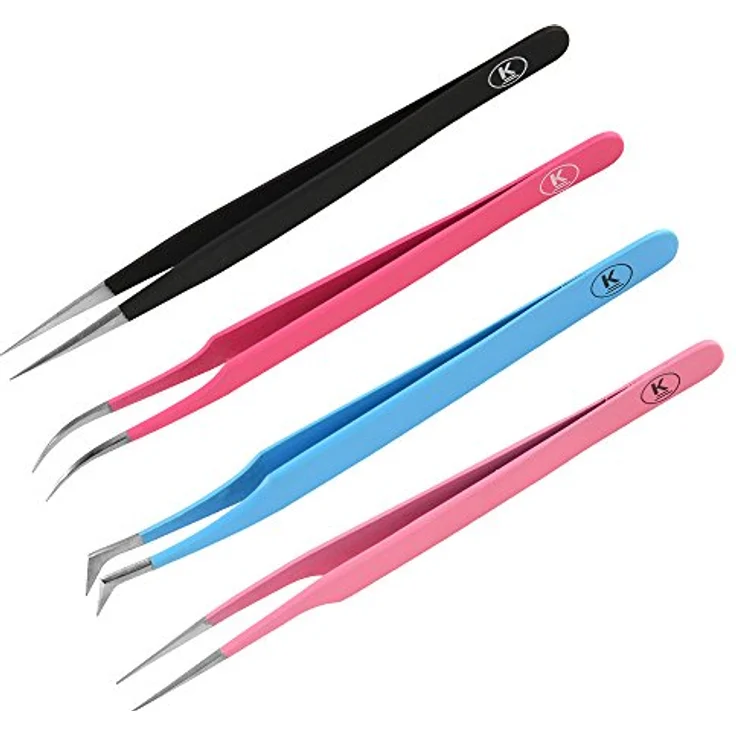 K-Pro Pinzetten Set für Wimpernverlängerung, falsche Wimpern & Kosmetik, im Etui – Bild 3