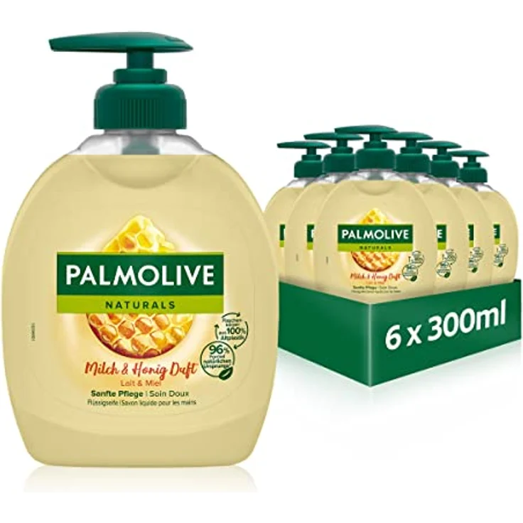 Palmolive Seife Naturals Milch und Honig 6 x 300 ml - Flüssigseife für alle Hauttypen, Handseife, flüssige Handseife – Bild 1