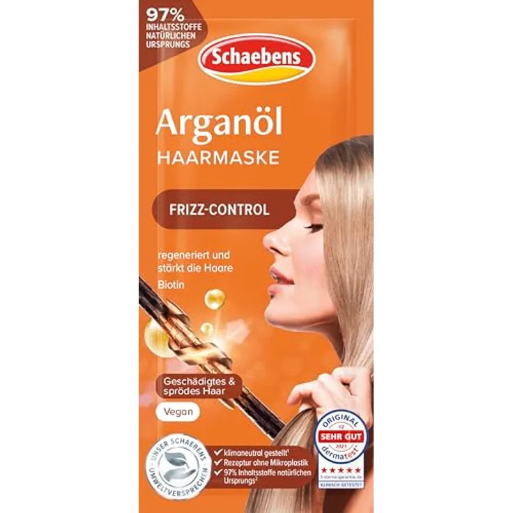 Schaebens Arganöl Haarmaske, frizz-control für geschädigtes und sprödes Haar, VEGAN