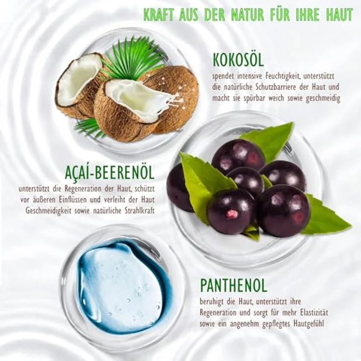 P-Beauty Naturkosmetik Körperbalsam mit Acai Öl, Veganer Body Balm für Damen & Herren, 3x250ml, intensive Feuchtigkeitspflege für trockene & sensible Haut, regenerierend und pflegend – Bild 4