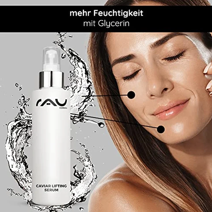 RAU Cosmetics Caviar Lifting Serum 100ml - Gesichtsserum & Tagespflege für trockene und reife Haut, mit reproageTM Peptid & Argireline – Bild 3