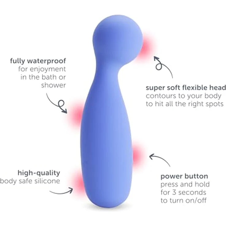 plusOne Persönliches Massagegerät zur Muskelentspannung, 10 Vibrationseinstellungen, wasserdicht, Premium Periwinkle, Silikon, USB-Aufladung – Bild 2