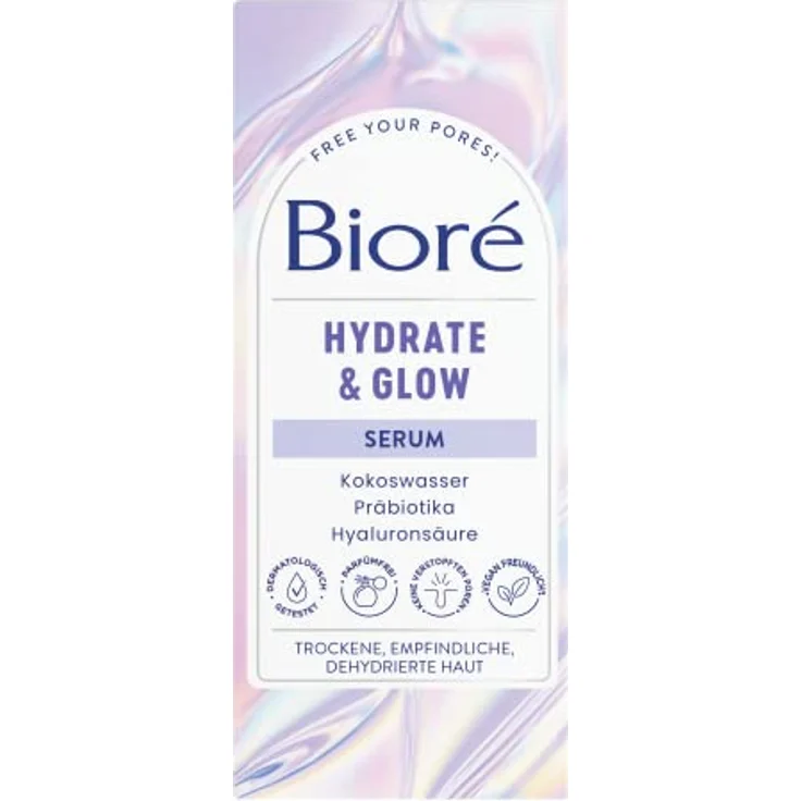 Biore Hydrate und Glow - Gesichts-Serum - 29 ml - Trockene, empfindliche, dehydrierte Haut - Mit Kokoswasser, Präbiotika und Hyaluronsäure – Bild 1