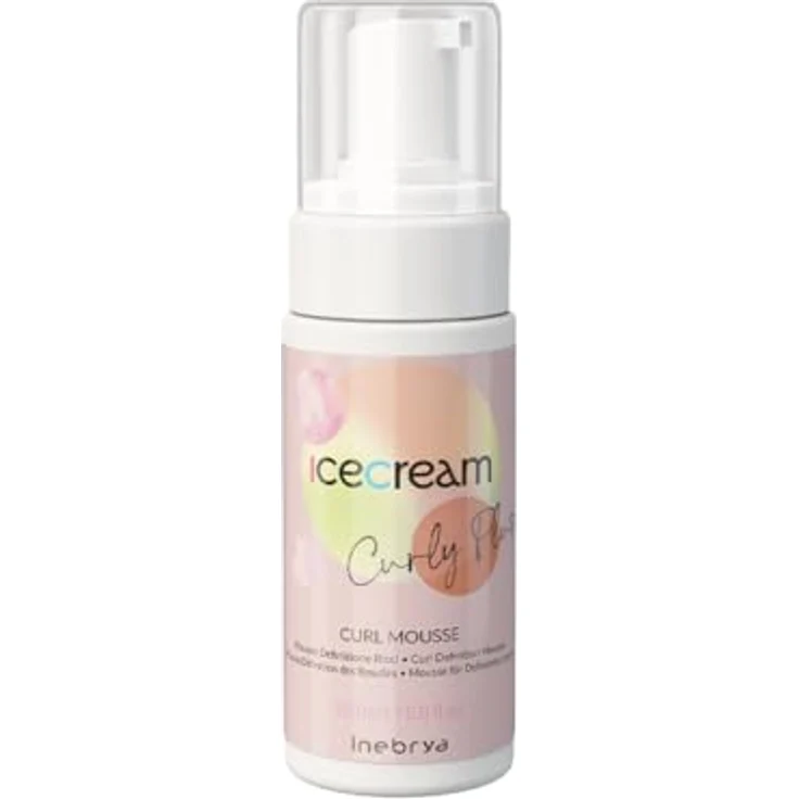 Inebrya Ice Cream Curly Plus Mousse definizione Ricci 150 ml, Haarstyling mit Schuppenschutz, für schwaches oder stumpfes Haar