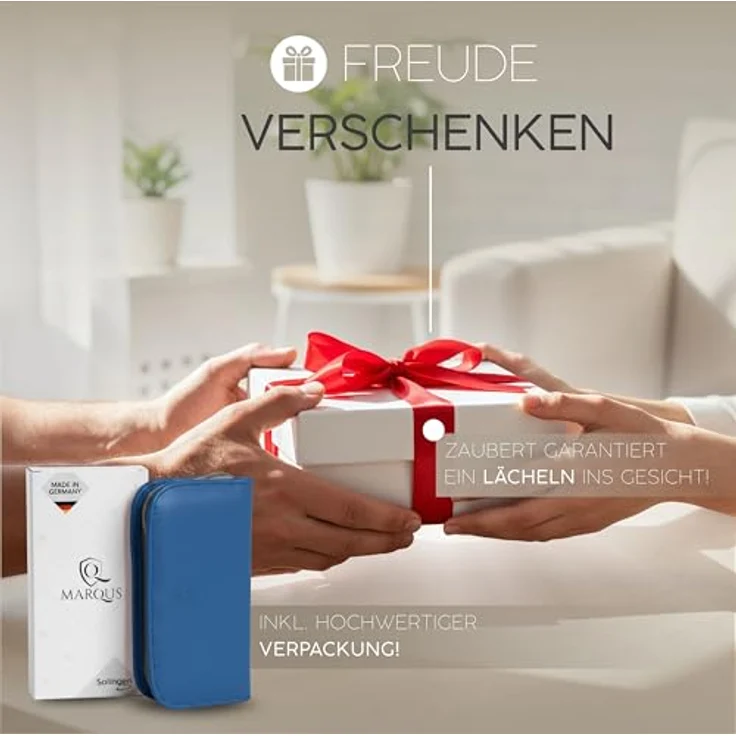 marQus Maniküre Set Solingen, 6-teiliges Nagelset mit Kunst-Leder Etui, glanzvernickeltem Stahl für Damen und Herren, ideal für Reisen – Bild 4