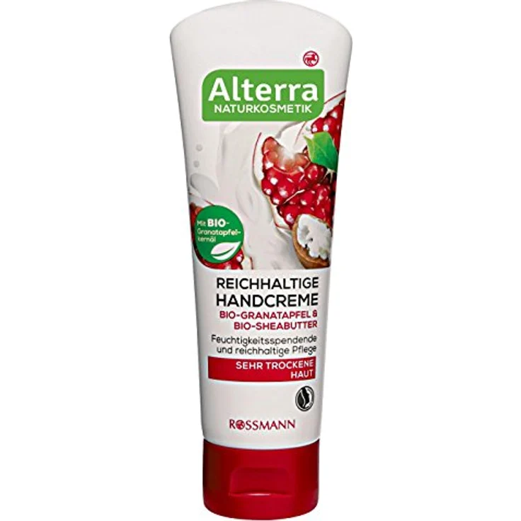 Alterra Reichhaltige Handcreme Bio-Granatapfel & Bio-Sheabutter, 75 ml - Feuchtigkeitsspendende Pflege für sehr trockene Haut, vegan – Bild 2