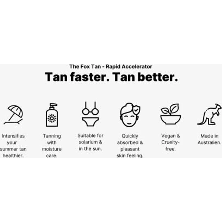 The Fox Tan - Rapid Accelerator - Bräunungsbeschleuniger ohne Selbstbräuner mit Beta-Carotin, Lotion für Gesicht und Körper, für Solarium, vegan und tierversuchsfrei, 180 ml – Bild 5