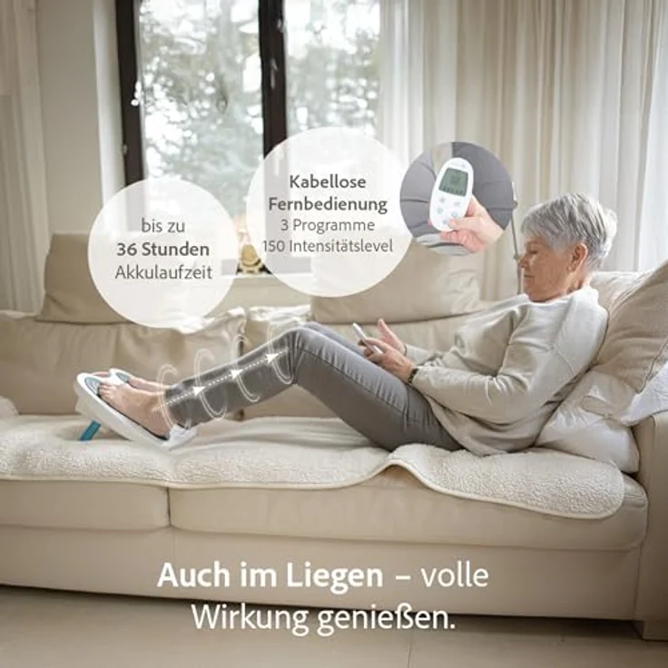 Mediashop Fllow EMS-Tens Fußmassagegerät, kabellos mit smarten Impulstherapie-Funktionen, 150 Stufen, inkl. Arthro-Pads zur gezielten Gelenkstimulation – Bild 3