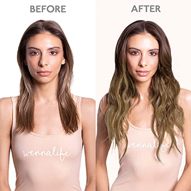 WENNALIFE Clip in Extensions Echthaar 45cm 120g 7pcs Balayage Schokoladenbraun bis Karamellblond Remy Hair Extensions – Bild 5