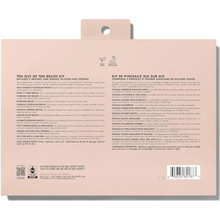 e.l.f. Ten Out Of Ten Brush Set, 10-teiliges Pinselset für Gesicht, Augen und Augenbrauen, mit synthetischen Borsten, vegan und tierversuchsfrei – Bild 2