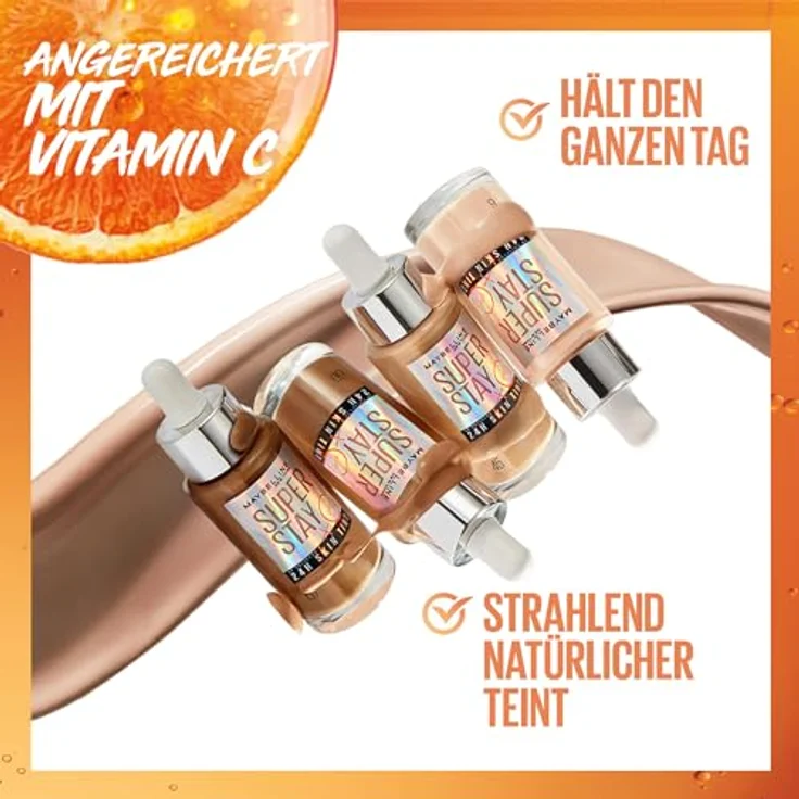 MAYBELLINE NEW YORK SuperStay Vitamin C Skin Tint Serum, Foundation zum Vereinheitlichen der Hauttöne, Farbton 21, 30 ml – Bild 3