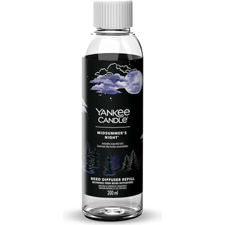 Yankee Candle Signature Nachfüllung für Diffusor mit Rattanstäbchen | Midsummer's Night | 200ml | bis zu 20 Wochen Duft | Perfekte Geschenke für Frauen
