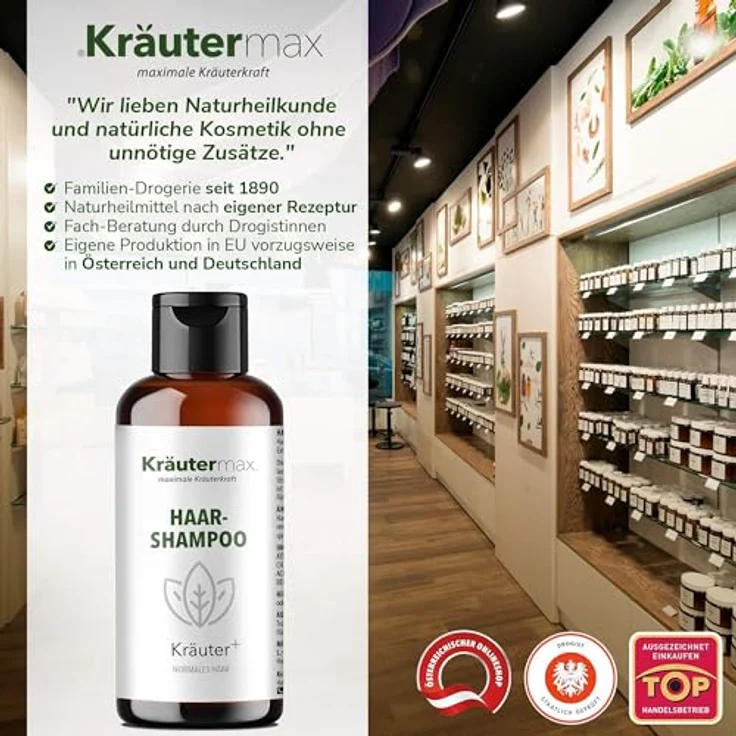 Kräutermax Kräuter Haar Shampoo 1 x 250 ml, mit natürlichen Kräuterextrakten - Brennnessel und Birkenblätter, ohne schädliche Inhaltsstoffe, für gesundes und kräftiges Haar – Bild 5