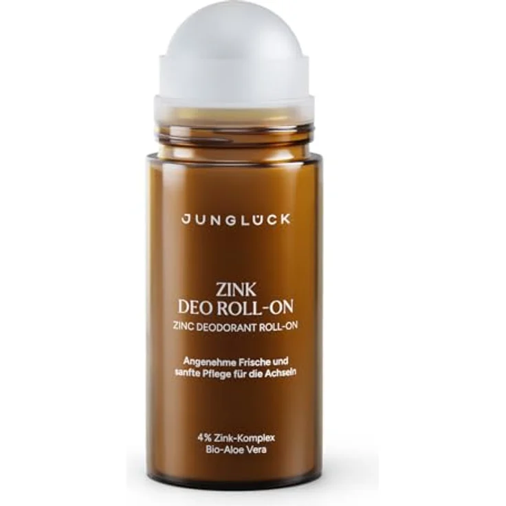 junglück JUNGLÜCK Zink Deo Roll-On ohne Duft, veganer Deo Roller ohne Aluminium & Alkohol für empfindliche Achseln, 4% Zink-Komplex mit antiseptischem Effekt – Bild 1