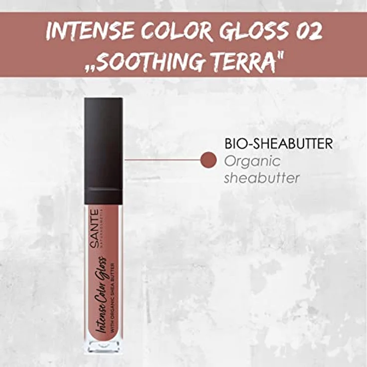 Sante Naturkosmetik Natürlicher Lipgloss mit glänzendem Finish, Mit Sheabutter für gepflegte Lippen, Intense Color Gloss, Nr. 02 Soothing Terra, 1 x 5,3 ml – Bild 3