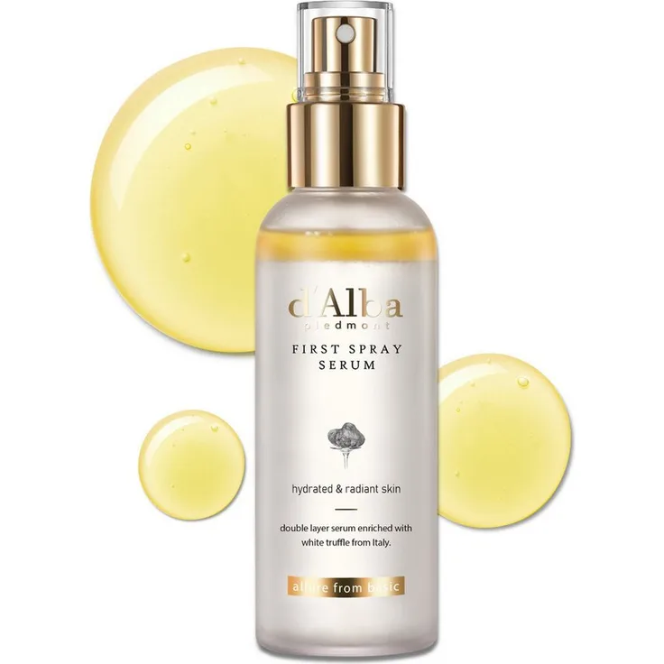 d'Alba First Spray Serum, 100ml, feuchtigkeitsspendendes Spray-Serum mit weißem Trüffel, Glow-Effekt, Anti-Aging, hypoallergen