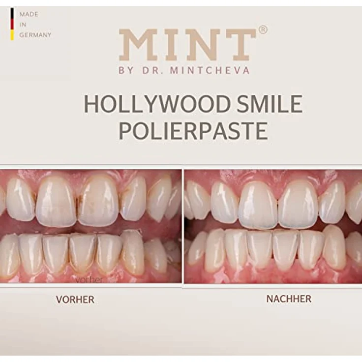 MINT Hollywood Smile Polierpaste mit Whitening-Effekt (75ml) - Professionelle Zahnreinigung für zu Hause - Effektive Tiefenreinigung - Fluoridfrei - Mikroplastikfrei - Vegan - By Dr. Mintcheva – Bild 4
