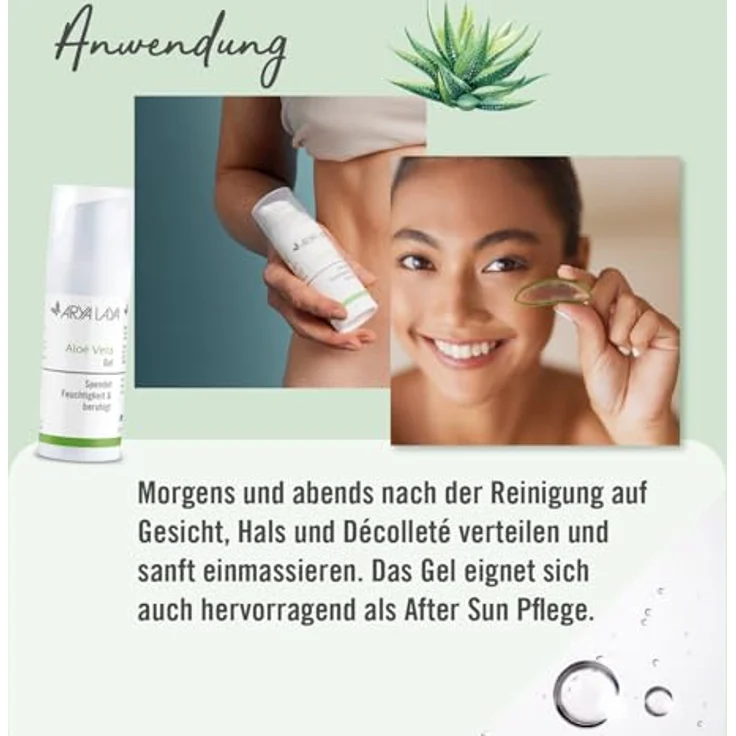 ARYA LAYA Aloe Vera Gel, 150 ml – Gesichts-Pflege für viele Hauttypen, Feuchtigkeits-Pflege kühlend, beruhigend und entzündungshemmend, vegan – Bild 4