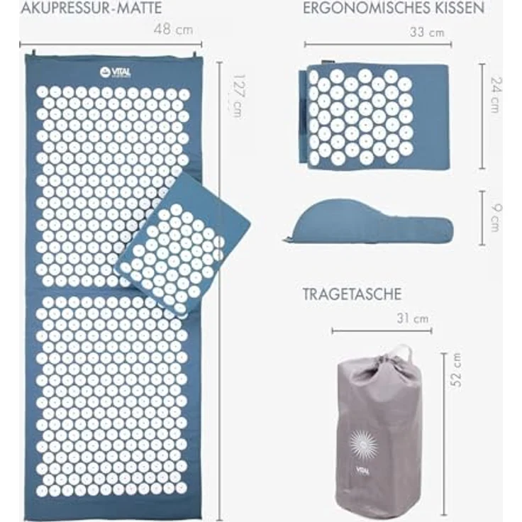 bodhi Akupressurmatte & Kissen Set VITAL XL blau (Set) – Bild 4