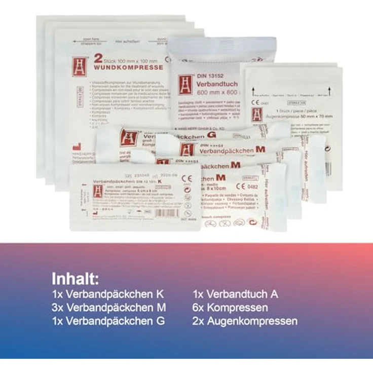 First Aid Only Austauschset Sterilteile für DIN 13157:2021, sterile Verbandmaterialien für Betrieb und Büro, sofort einsatzbereit, P-91311 00 – Bild 4