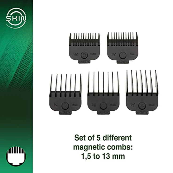 Gamma Piu GAMMAPIU' Skin Bulk Balding Clipper Professional Men's Hair Clipper Super Trimmer Rotating Motor Adjustable Blade 45mm Zero-Gap 2 Hours Cordless Runtime 3 Covers 5 Combs, DLC Black Diamond Carbon Blade, Red – Bild 8