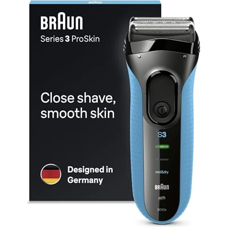 Braun Series 3 ProSkin 3010s Elektrorasierer, Wiederaufladbarer Rasierer Herren, schwarz/blau – Bild 2