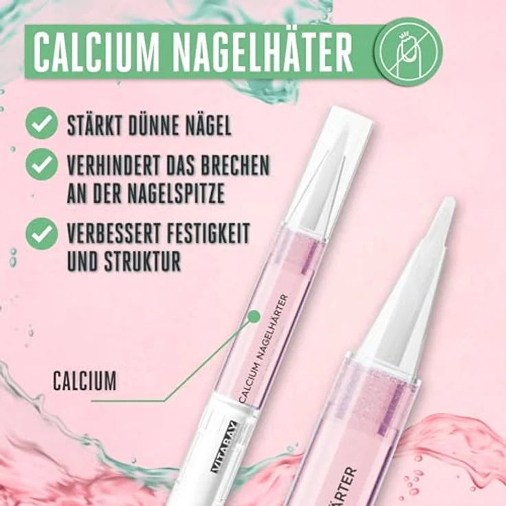 Vitabay Nagelhärter Duo Set 2x 2 ml Nagelpflegestift mit Calcium und Biotin - Nagelpflege brüchige Nägel Nail repair extra stark - Vegan und ohne Zusatzstoffe - Vitabay - Nagelpflegeprodukte für feste Nägel – Bild 5