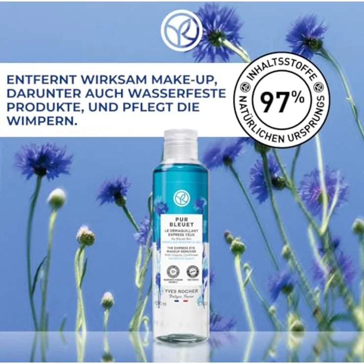 Yves Rocher PUR BLEUET Gesichtsreinigung, 2-Phasen Augenmake-up Entferner mit Bio-Kornblume, 200 ml – Bild 2
