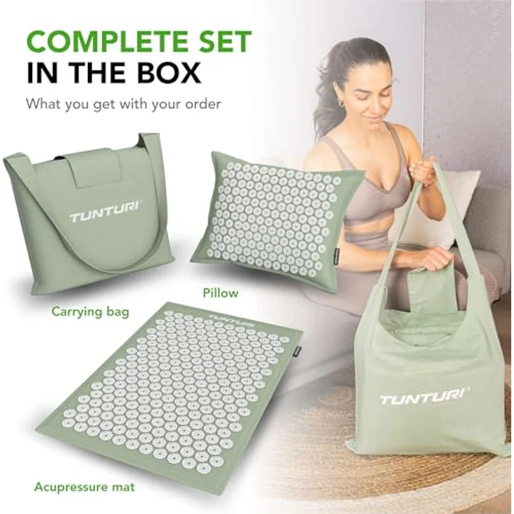 Tunturi Spikermatte Pro mit Kissen – Akupressur-Meditationsmatte zur Schmerzlinderung und Stressreduktion, hautfreundliche Materialien – Bild 6
